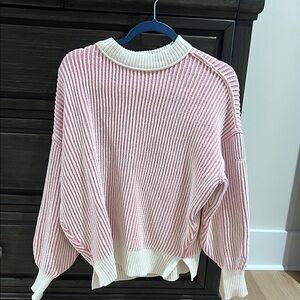 Aerie Pink and Cream Striped Sweater